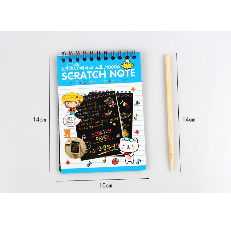 (Pimenova) SCRATCH Note Black Paper Graffiti DIY Coils Drawing Book Colorful Paper Mini Notes Kecil Gesek