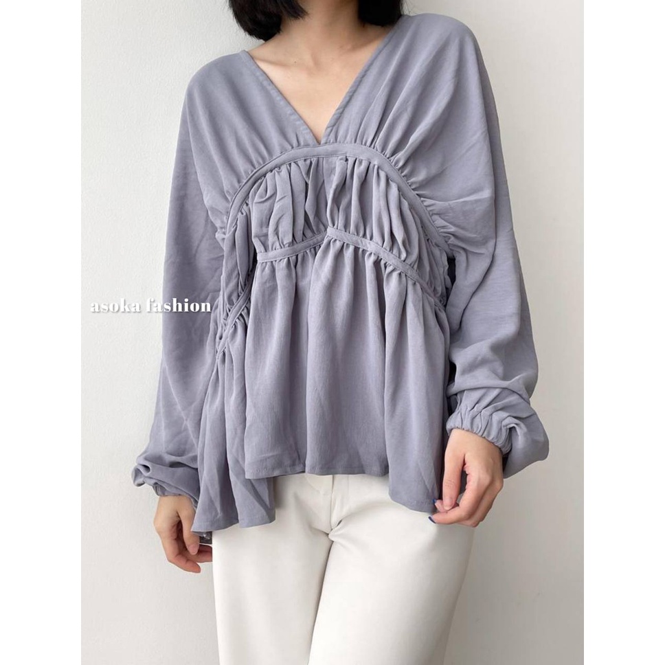 ASOKA  Anna Top 2126 - Blouse Wanita - Blouse Crinkle - Bumil Friendly