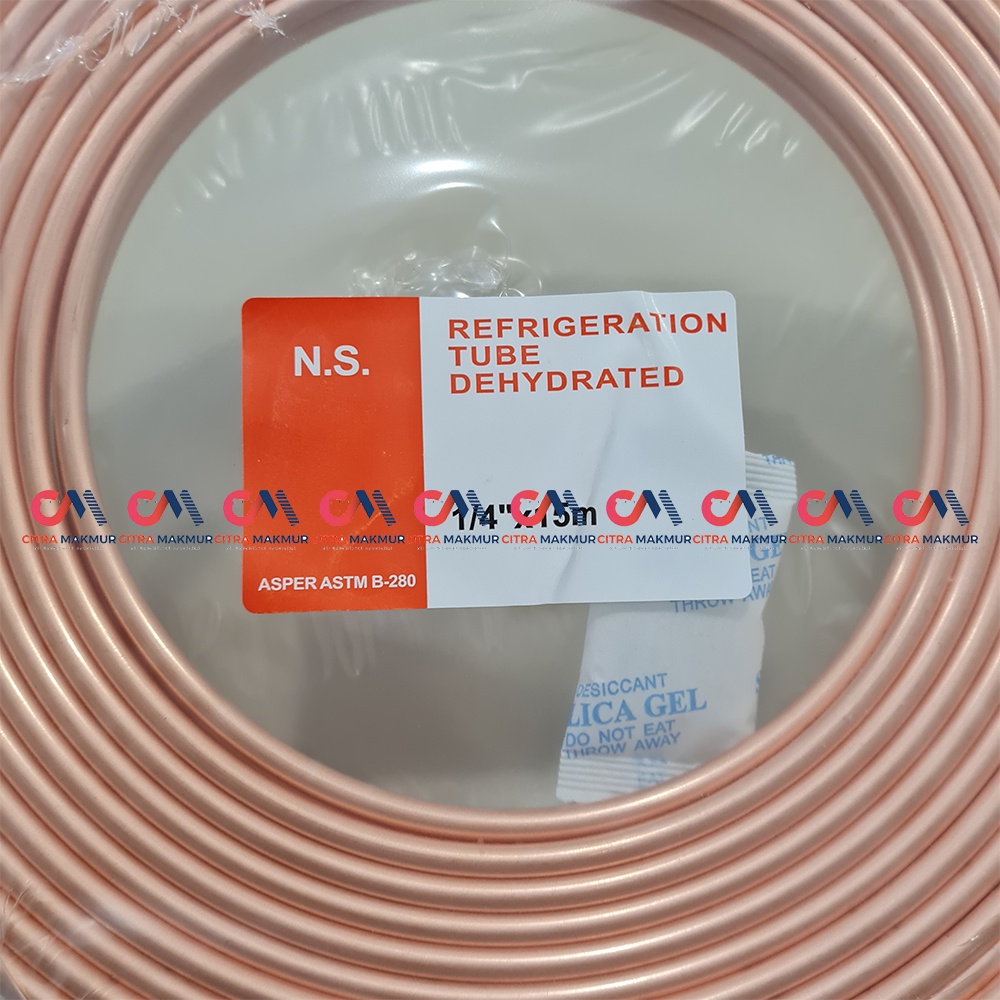 Pipa Tembaga Kulkas 1/4 inci per meter meteran 6 mm Las Freezer Oksigen NS Nippon Steel ASTM inch