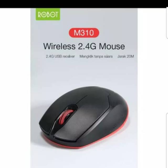 mouse wirellese Robot M310 Mouse Mute key Black - Garansi 1 Tahun ori