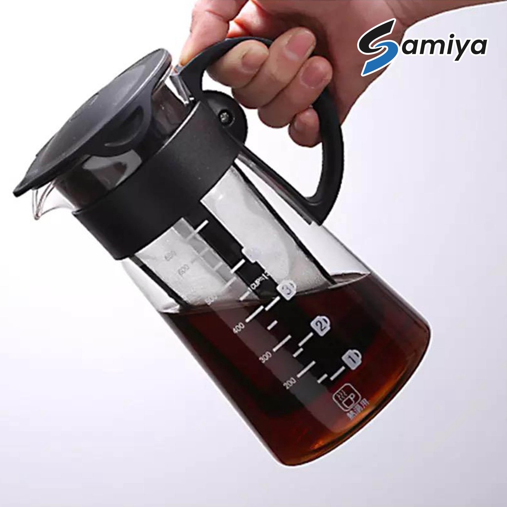 cold brew coffee pot tea maker filter 650ml 900ml borosilicate / server teh kopi mizudash with scale