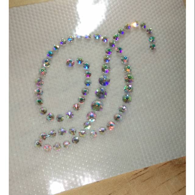 Logo Swarovski Sticker Hotfix Premium Huruf D