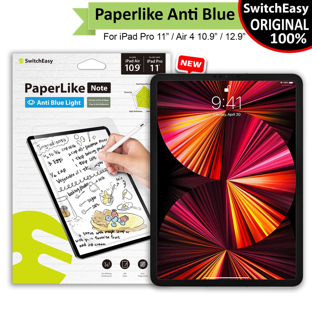 Paperlike Note iPad Pro 11" 12.9" Air 4 10.9" SwitchEasy Anti Blue