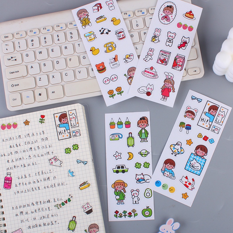 [Ready Stock❤️COD]Stiker Motif Kartun Korea Lucu Anti Air Dekorasi Handbook Scrapbook DIY -Doo