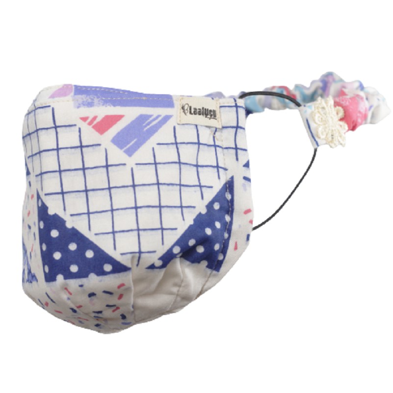 Laalucu Masker Kain Wanita Bahan Katun Premium 3 Lapis Tebal Hijab Friendly