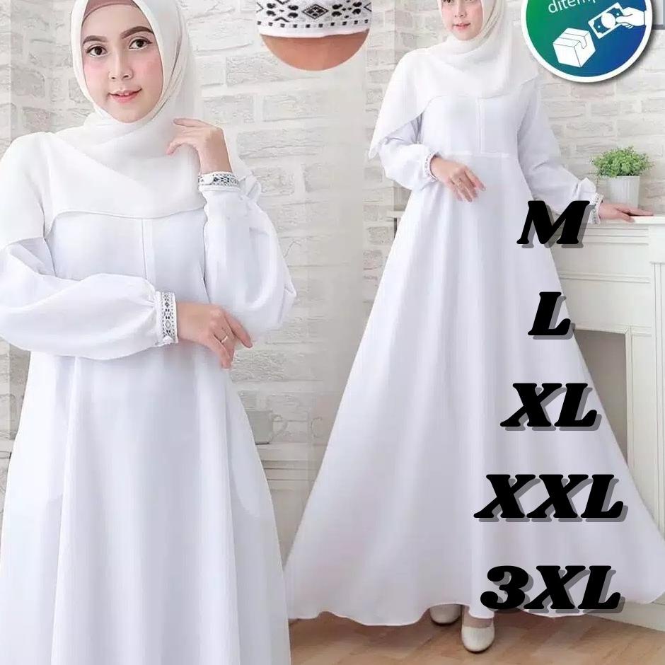 Others Gamis Putih2021 Baju Gamis  Dress muslim Gamis Polos Gamis Busui Wanita - BBA.11Au22ᴴ