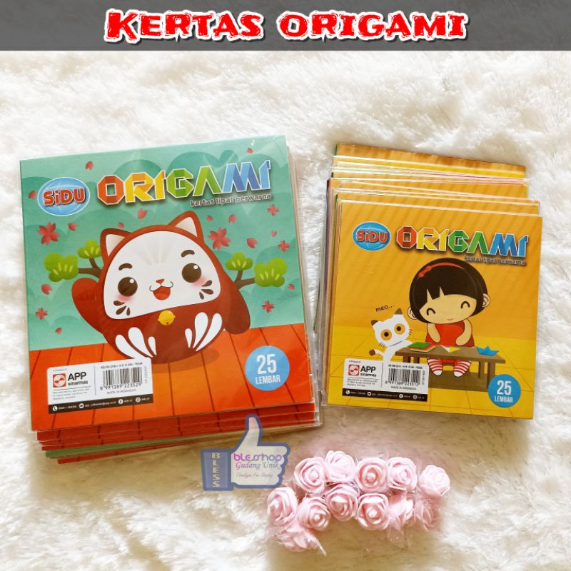 BLESSHOP Kertas Lipat Kertas Origami Warna Isi 25 Lembar