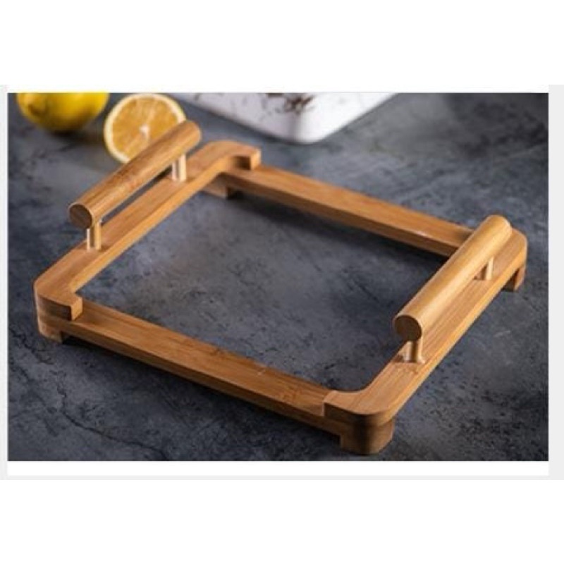 Canada Square Bowl Tatakan Kayu / Mangkok Piring Plate Marble Marbel