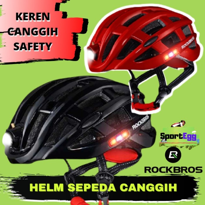 HELM SEPEDA GUNUNG LIPAT POLYGON UNITED + LAMPU HEADLIGHT RECHARGEABLE