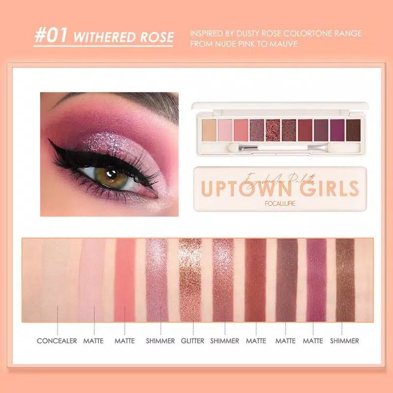 BPOM FA158 FOCALLURE STAYMAX UPTOWN GIRLS EYESHADOW 10 WARNA-FA158-01 WITHEREDROS