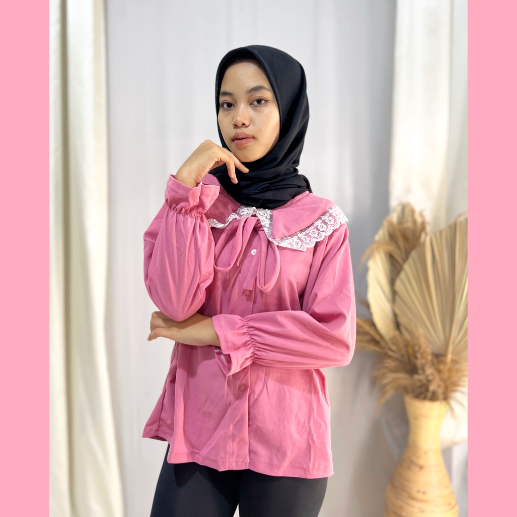 BIANA BLOUSE / KEMEJA BLOUSE RENDA / BLOUSE TANGAN LONCENG / RENDA BLOUSE