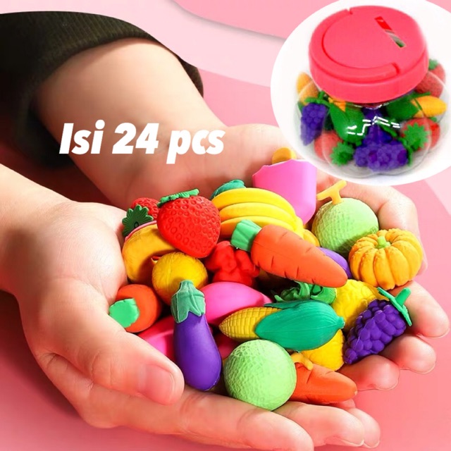 MURAH!! Penghapus Toples isi 24pcs Buah Sayur Makanan