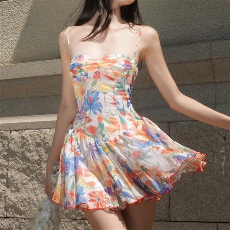 【AMY J】Summer Sexy Floral  Off-Shoulder  Mini Dress 7413