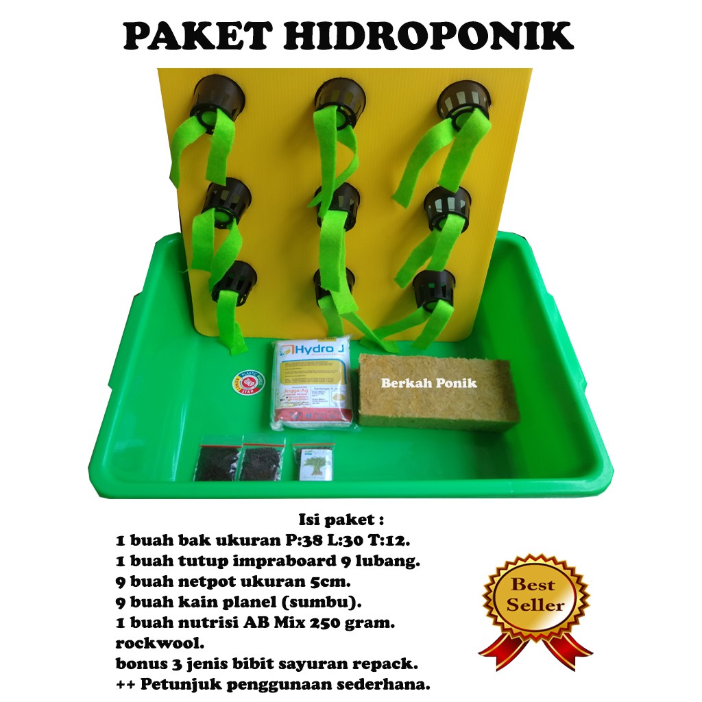 Paket Hidroponik Pemula / Paket Hidroponik Wick System / Bak Hidroponik + Tutup Hidroponik + Rockwol