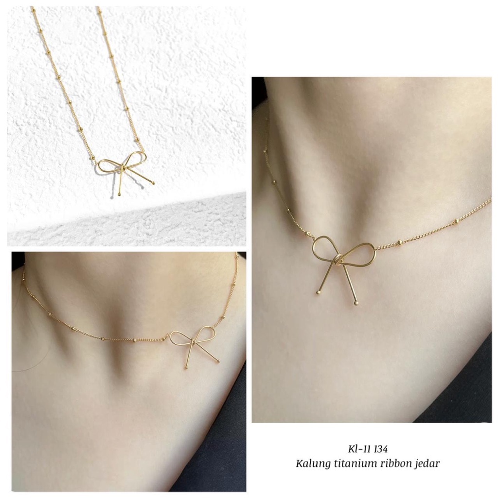 COD! kalung titanium anti karat/ kalung titanium ribbon jedar / kalung pita