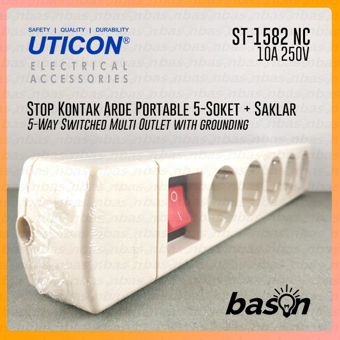 UTICON ST1582NC Multi Outle - Stop Kontak 5 Lubang - TANPA KABEL