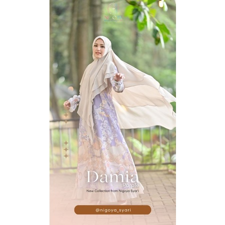Nigoya Syari Damia Purple - Gamis Haji Umroh Mewah Pesta Ceruti Swarovski Premium