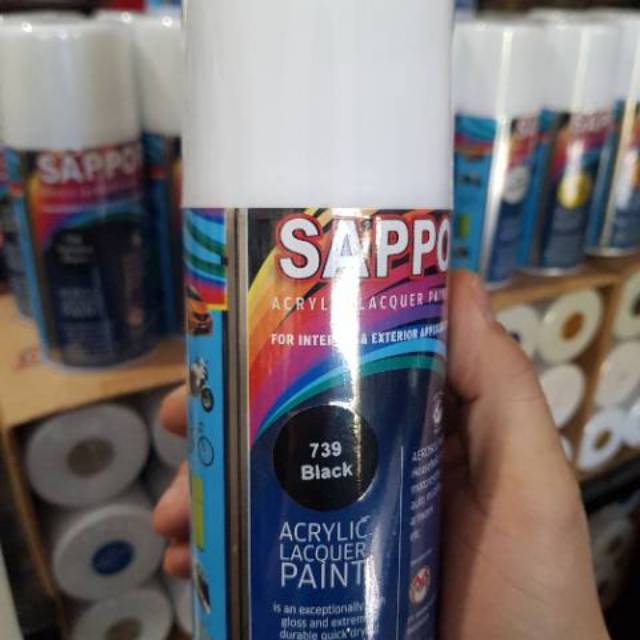 Black 739 Hitam kilap glossy gloss -- Sapporo Spray paint cat semprot aerosol