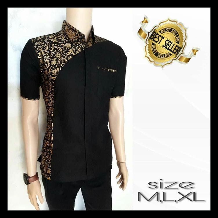 kemeja batik pria prada emas songket | BATIK PEKALONGAN OBRAL