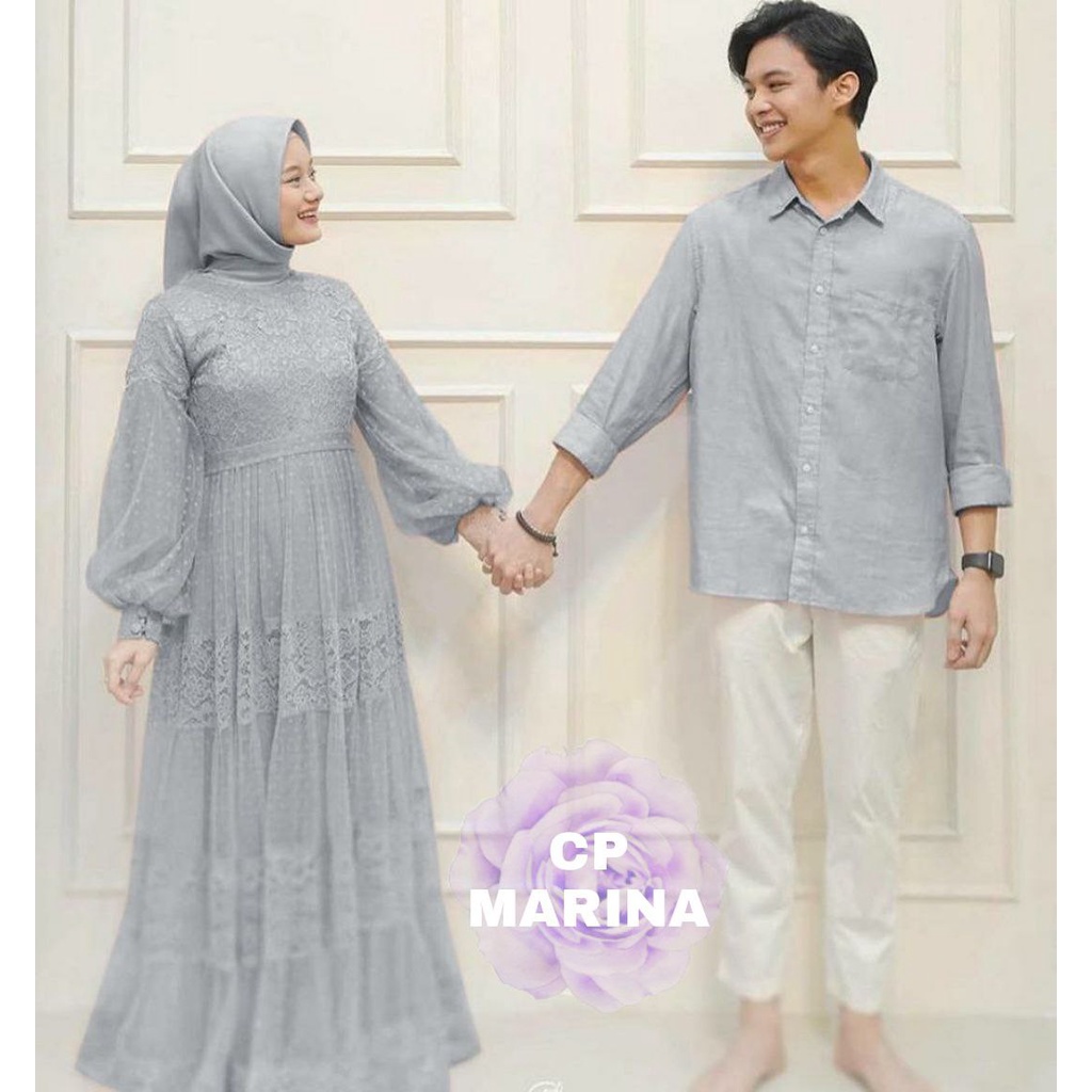 CP MARINA COUPLE SEPASANG GAMIS KEMEJA PRIA WANITA / BUSANA MUSLIM / PAKAIAN PESTA