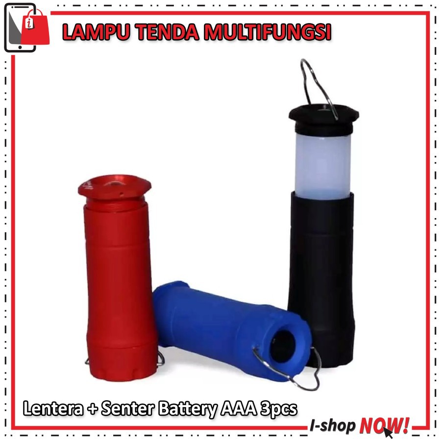 Lampu Emergency + Senter Tahan Air - Lentera Tenda Camping LED - Cas &amp; Tenaga Surya - USB Emergensi Lamp