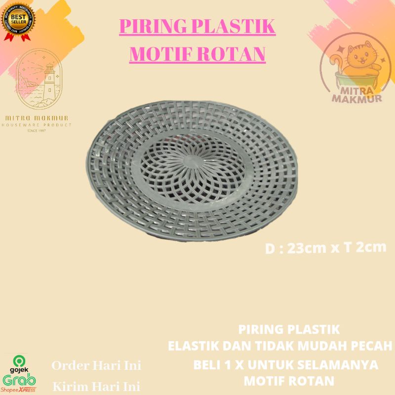 HOT!! PIRING PLASTIK MOTIF ROTAN @ 1 PCS