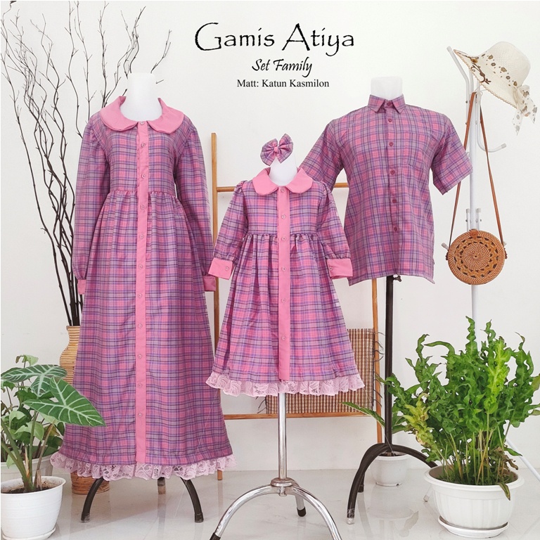 Gamis Atiya Family Pink | Baju Unik | Gamis lebaran murah | Gamis lebaran keluarga | Gamis couple family | Gamis toyobo | Gamis anak dan dewasa terbaru | seragam lebaran keluarga