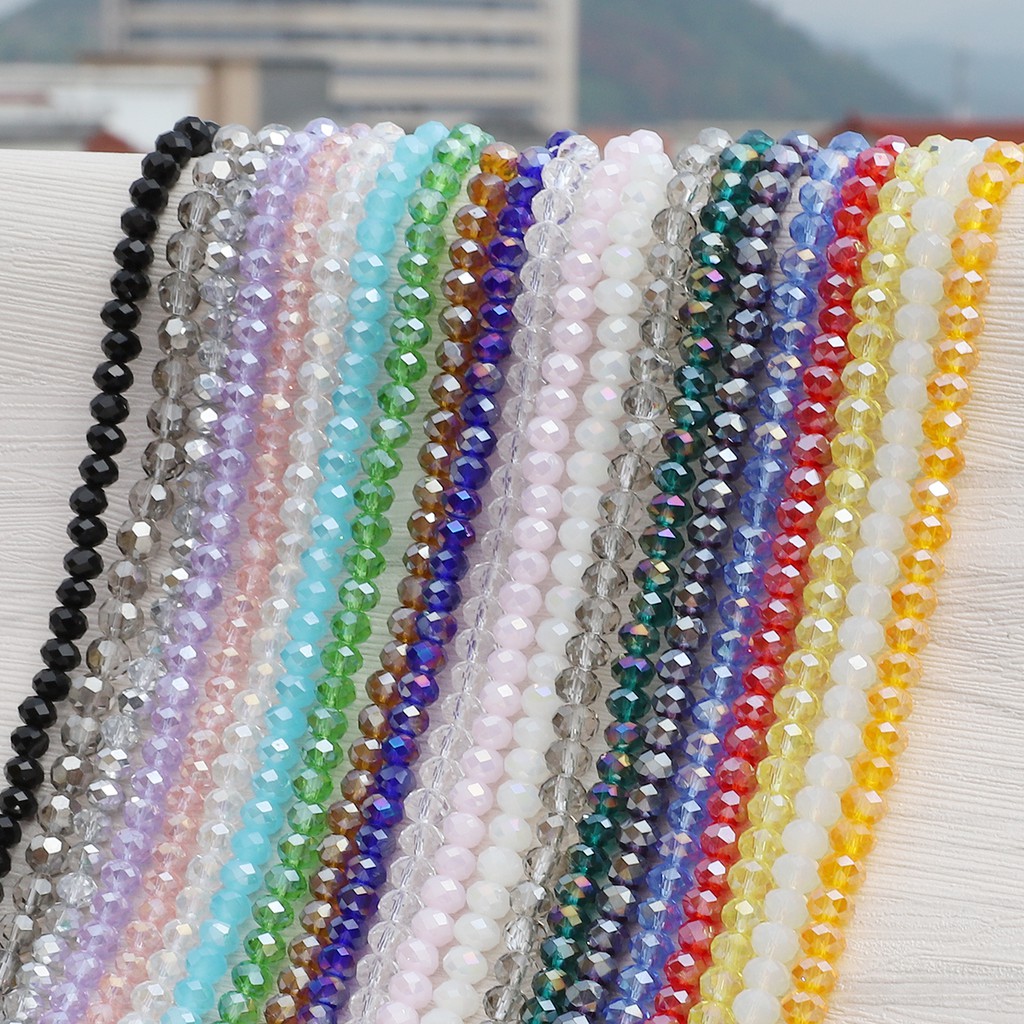 6mm 95pcs Shinying Multi Color Rondelle Austria Faceted Crystal Glass Beads Loose Spacer Beads for Jewelry Making