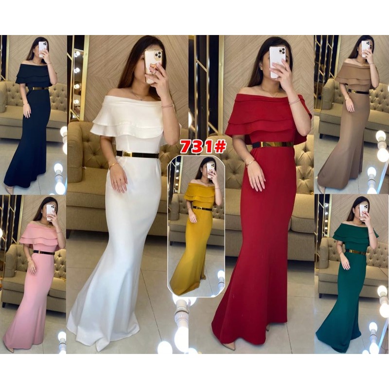 731#READY #727L long dress pesta mewah scuba duyung+FREE BELT BESI