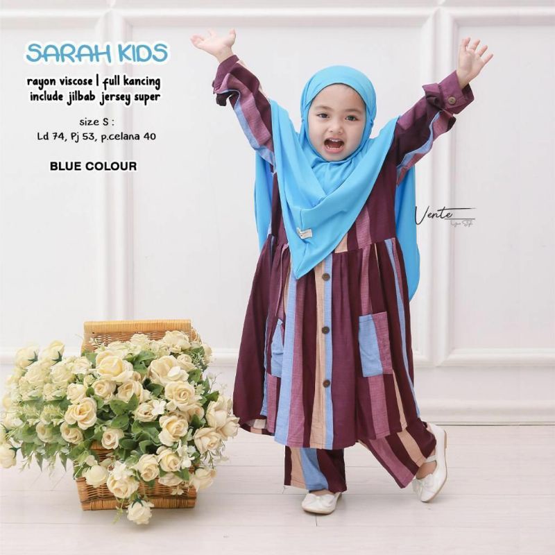 SARAH KIDS SET KHIMAR ORI VENTE - SETELAN GAMIS KHIMAR ANAK