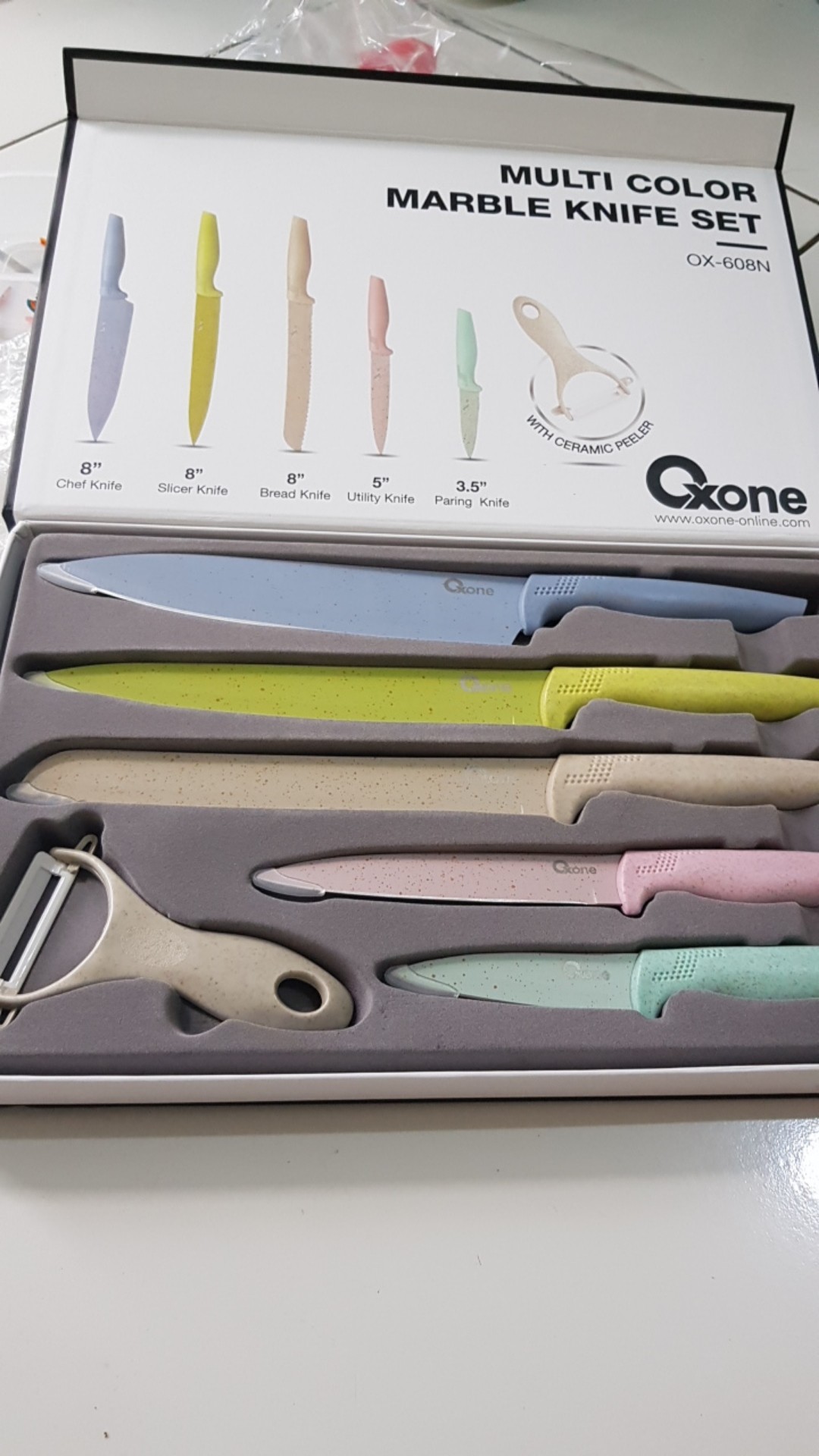 Pisau Set / Knife Set Oxone Multi Color Marble Ox 608n / Ox-608n