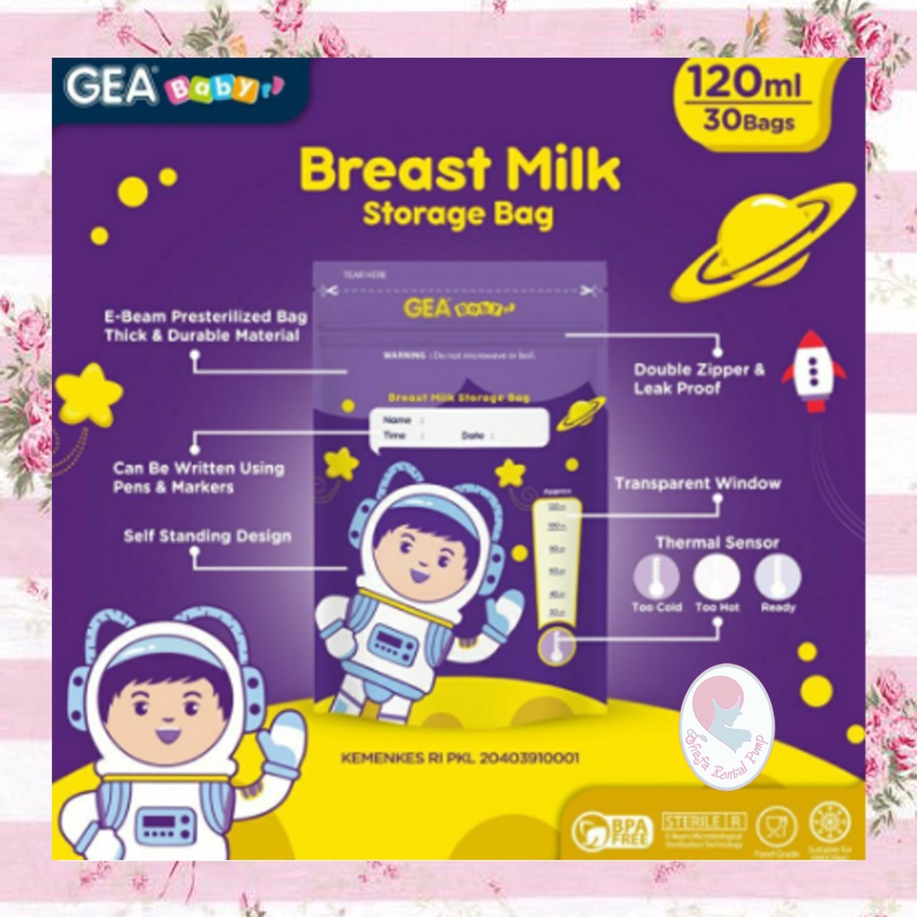 Kantong asi Gea Baby 120ml BLUE Plastik Breastmilk storage bags 30 pcs