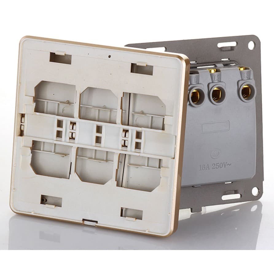 Saklar Lampu 86 Type 3 Switch - SH-RF601 - Golden