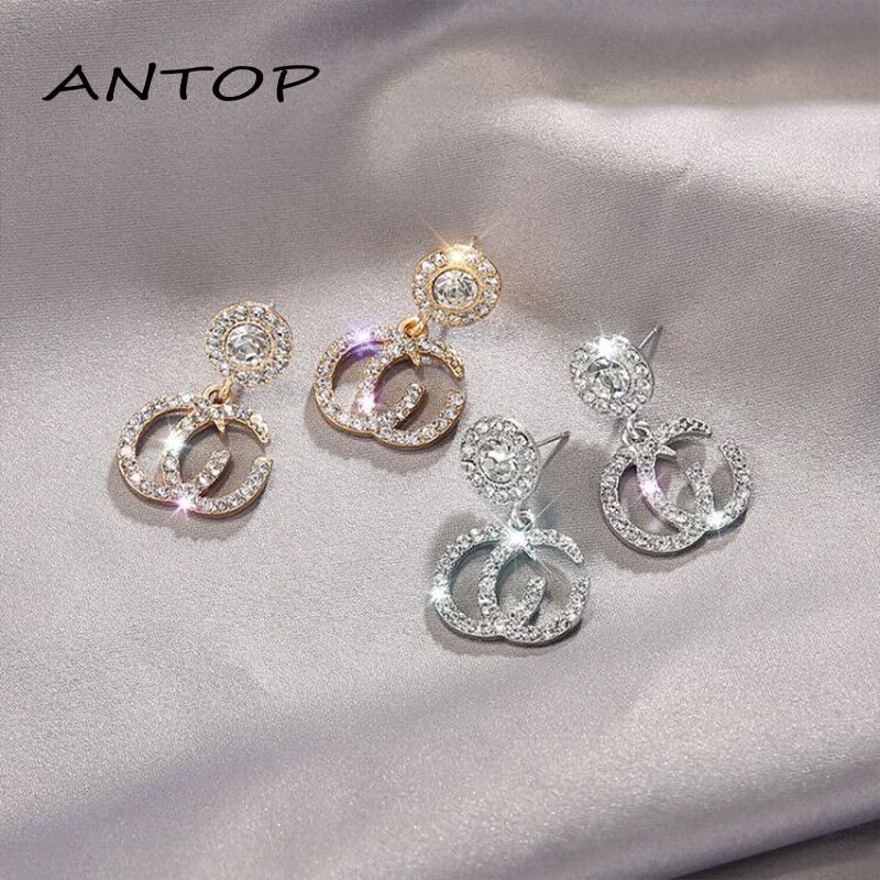 Anting Tusuk Sterling Silver 925 Hypoallergenic Hias Berlian Imitasi Mewah Untuk Wanita
