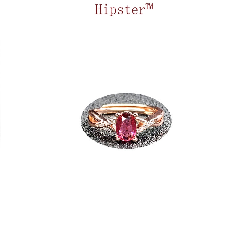 Hot Sale Light Luxury Temperament Elegant Rose Gold Inlaid Ruby Ring