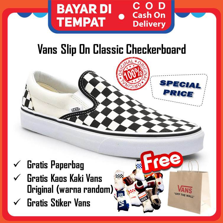 Vans Slip On Classic Checkerboard Original Sepatu Vans Catur Murah