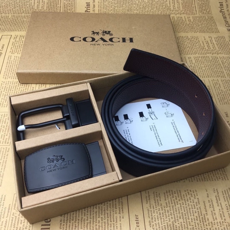 Coach Men’s Belt Black First Layer Cowhide (C55434)