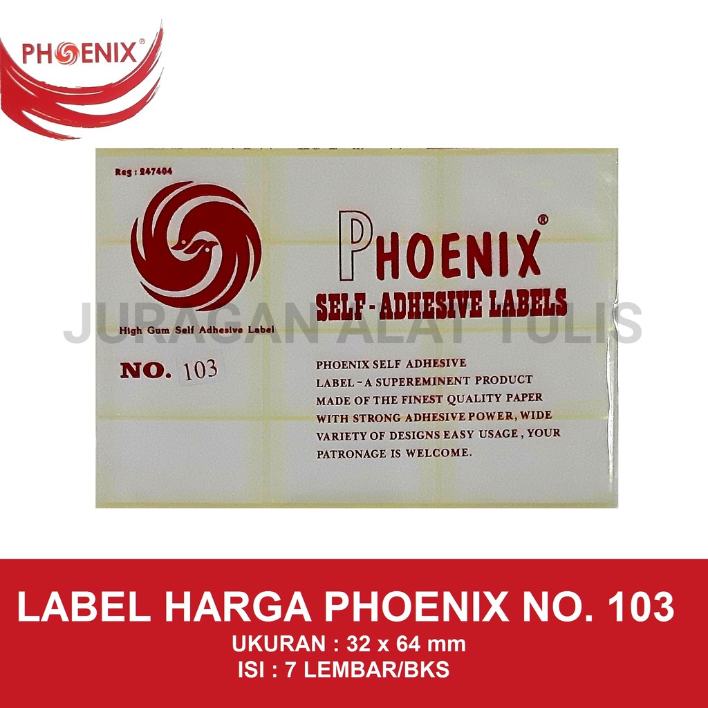 

LABEL HARGA / PRICE LABEL PHOENIX NO. 103