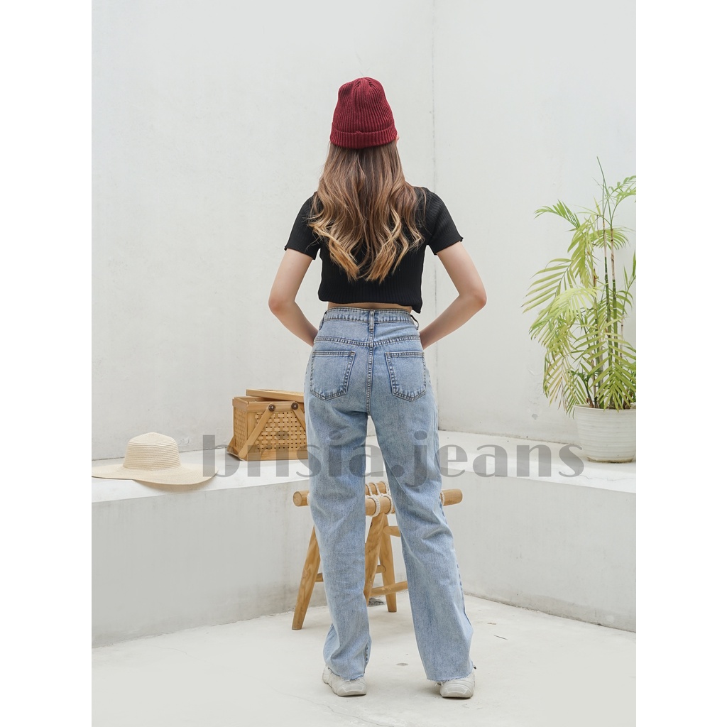 [SIZE 27-33] DAMI Ripped Boyfriend Jeans  - Snow Blue Whisker / Bigsize Boyfriend Jeans