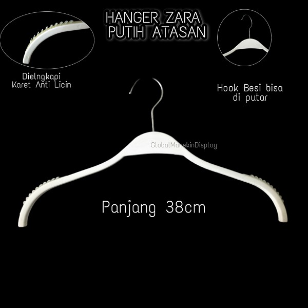 Gantungan Hanger Baju Plastik Zara Putih - KUALITAS PREMIUM 1 PCS