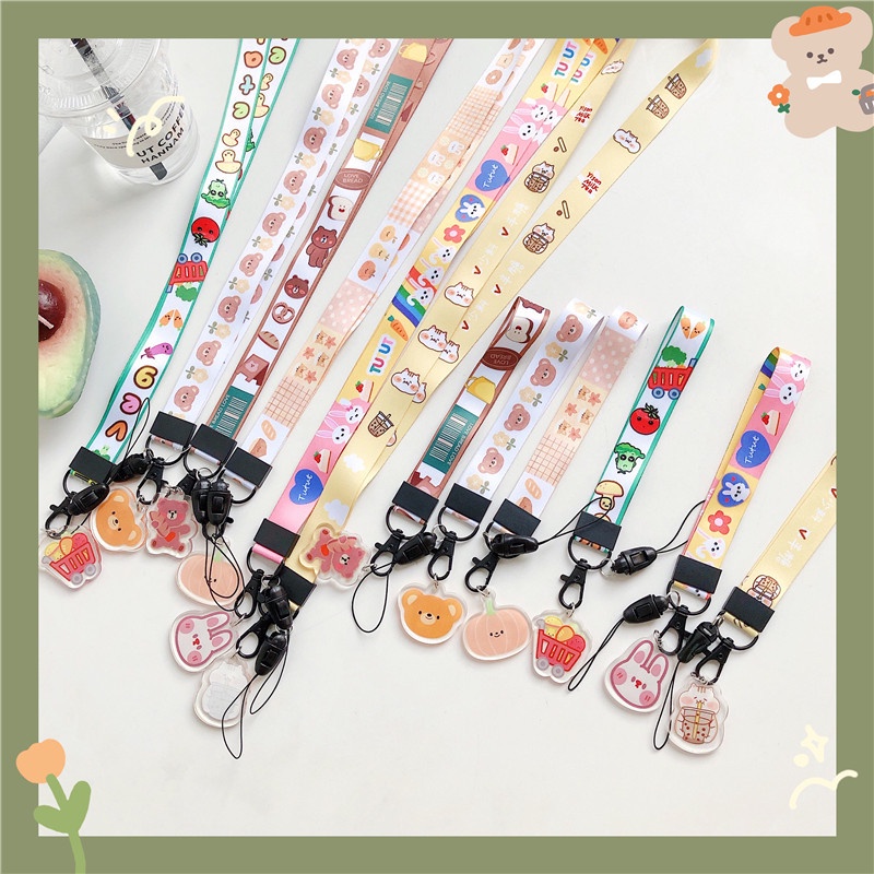 Liontin lanyard kartun ponsel leher menggantung menggantung tali panjang tali sepatu anti-lost line