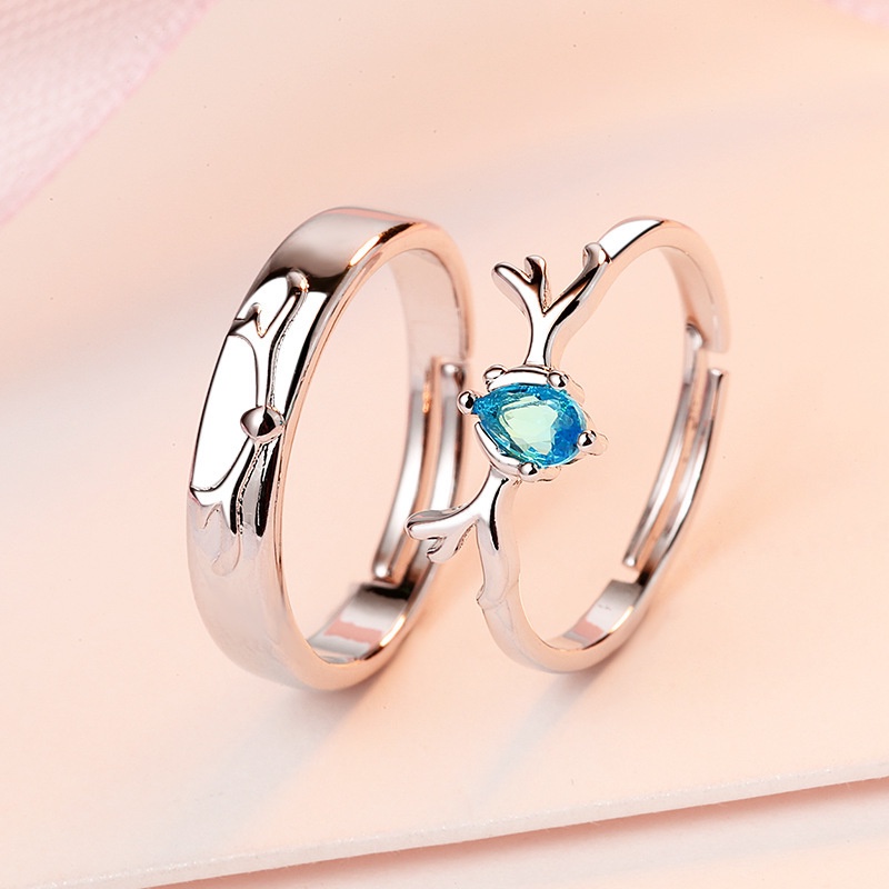 Sepasang Cincin Couple Bahan Sterling Silver S925 Gaya Korea