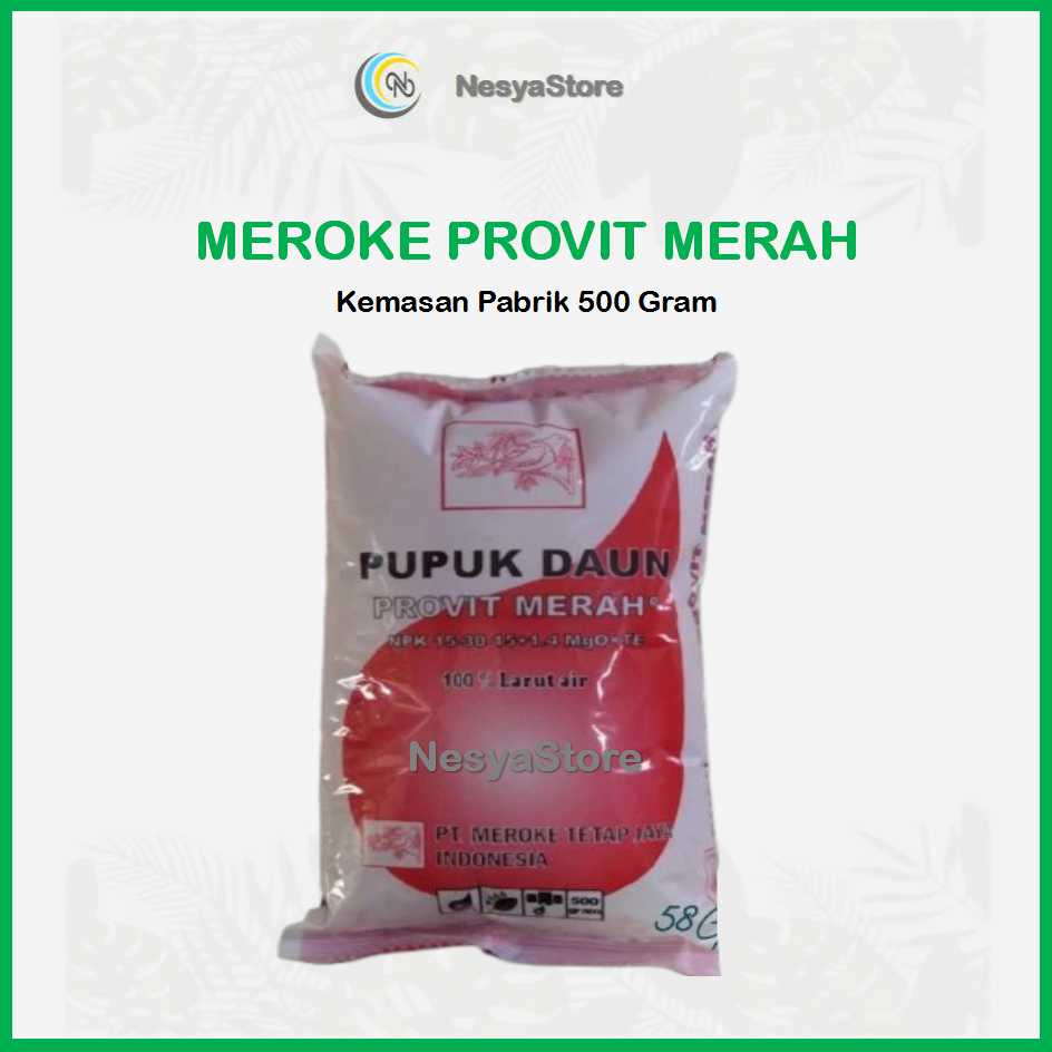 PUPUK MEROKE PROVIT MERAH NPK DAUN KEMASAN PABRIK 500 GRAM