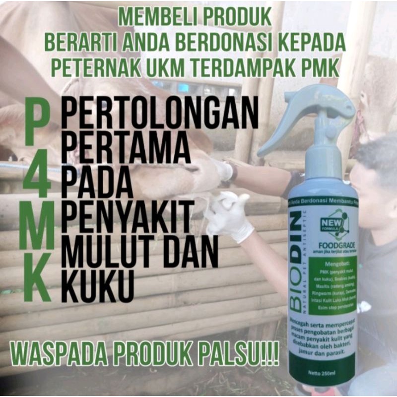 BIODIN Spray 250 ml, Pengobatan PMK pd hewan