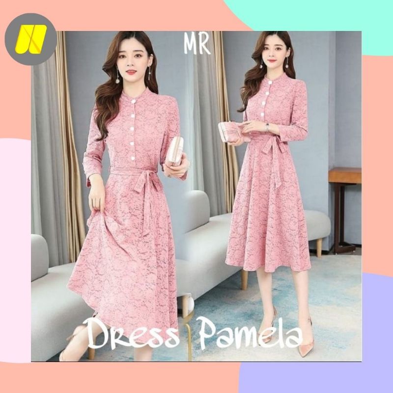 Baju Dres Wanita Remaja Kekinian Pamela Model Dress Korean Style Terbaru Dress Pesta Kondangan 2021