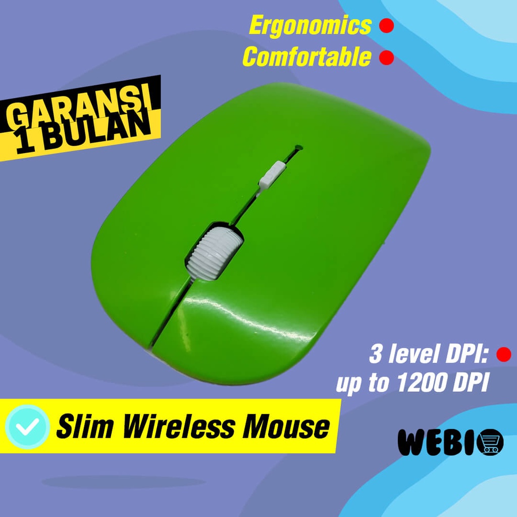 Mouse Wireless W102 USB Wireles Mause Laptop PC Murah Unik Ada Warna Pink Green Blue Red Black White