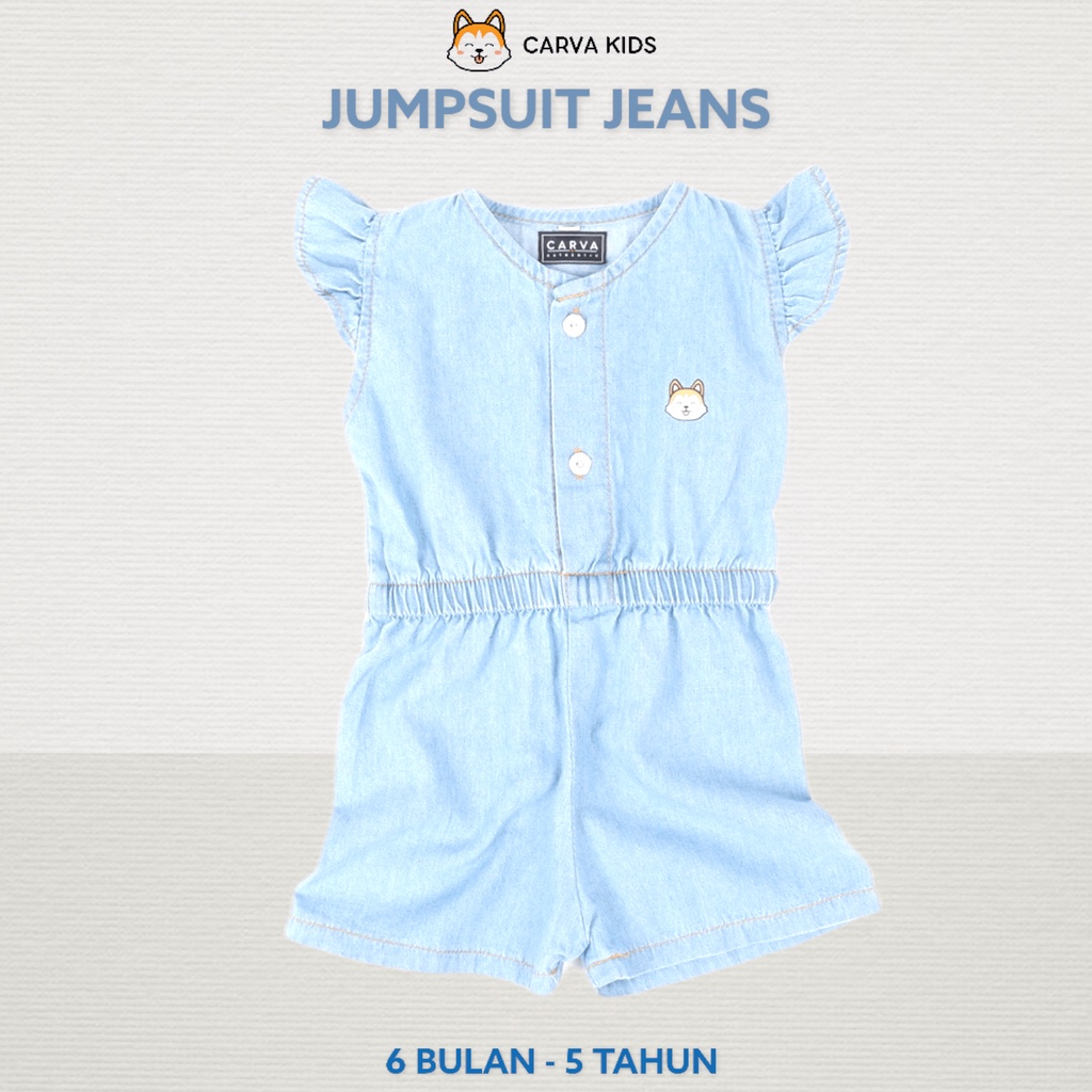 CARVA JUMPSUIT ANAK SOFT JEANS PEREMPUAN ATASAN BAYI DENIM ORIGINAL 1-5 TAHUN LUCU IMUT BEST SELLER