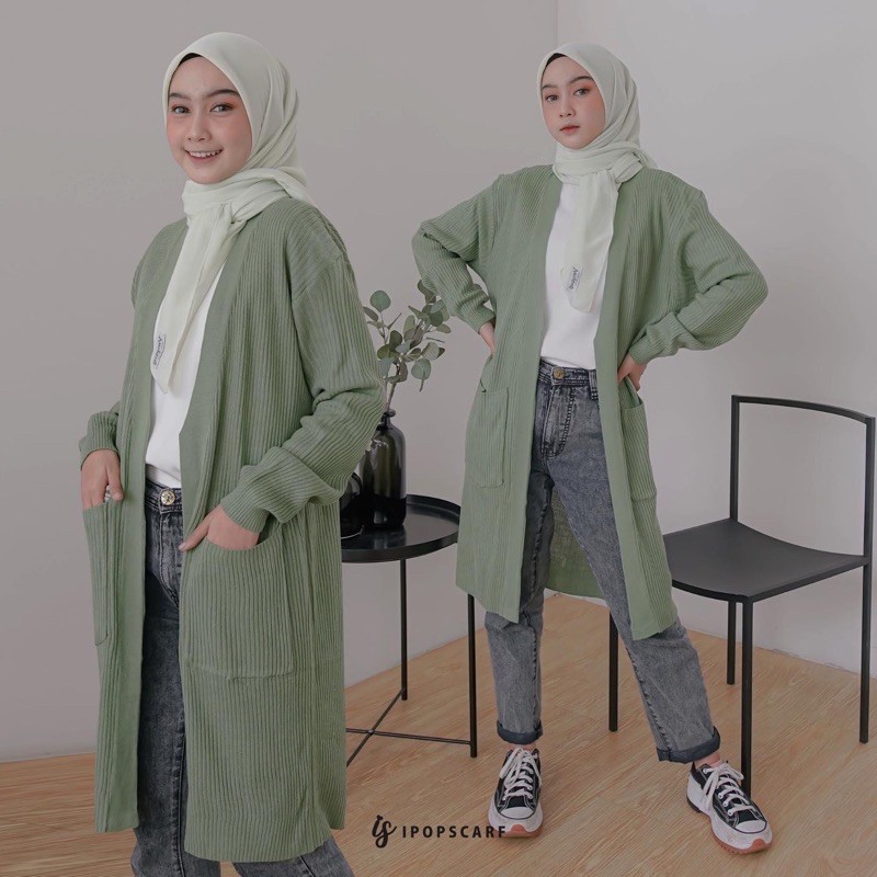 LUMA LONG CARDI | cardigan rajut panjang, soft knit cardigan-7