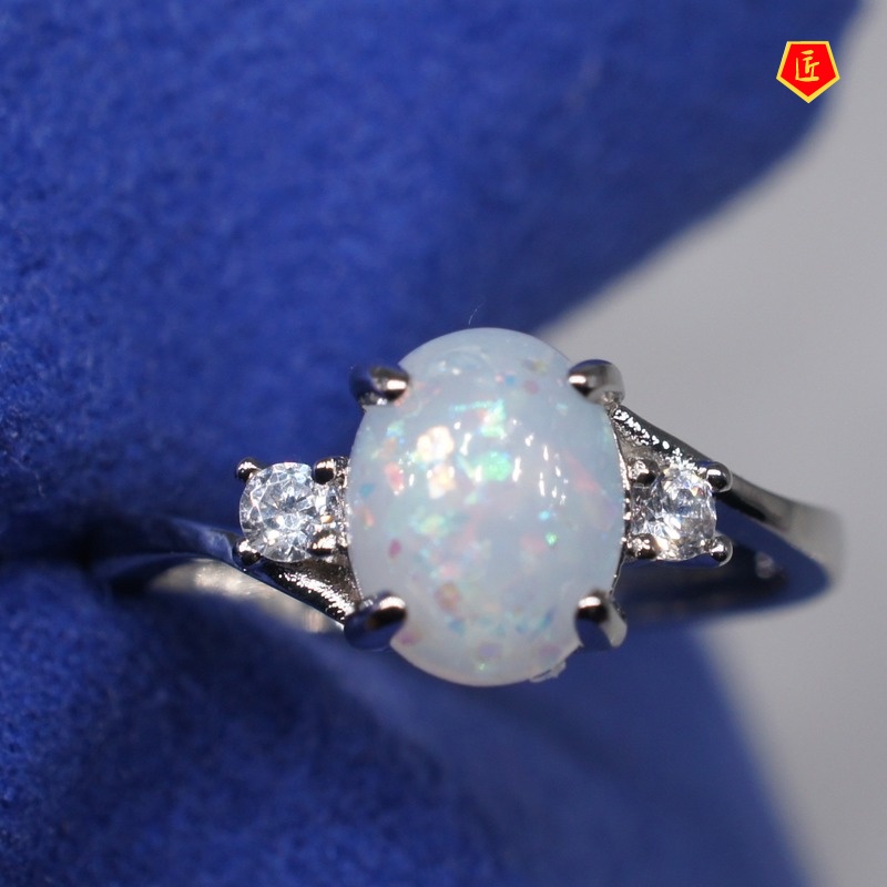 [Ready Stock]Fashion Opal Ring Female Simple Personality