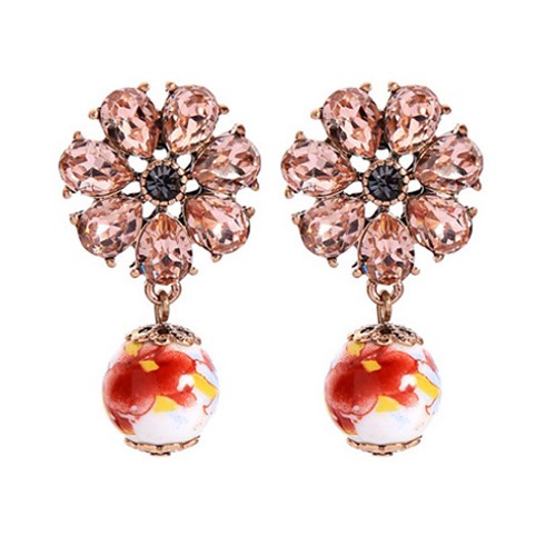 LRC Anting Tusuk Fashion Protein Flower-studded Ceramic Earrings F52124